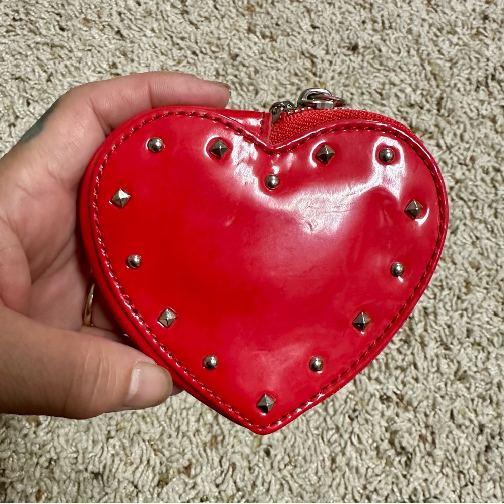 Coach Patent Red Heart shape coin case